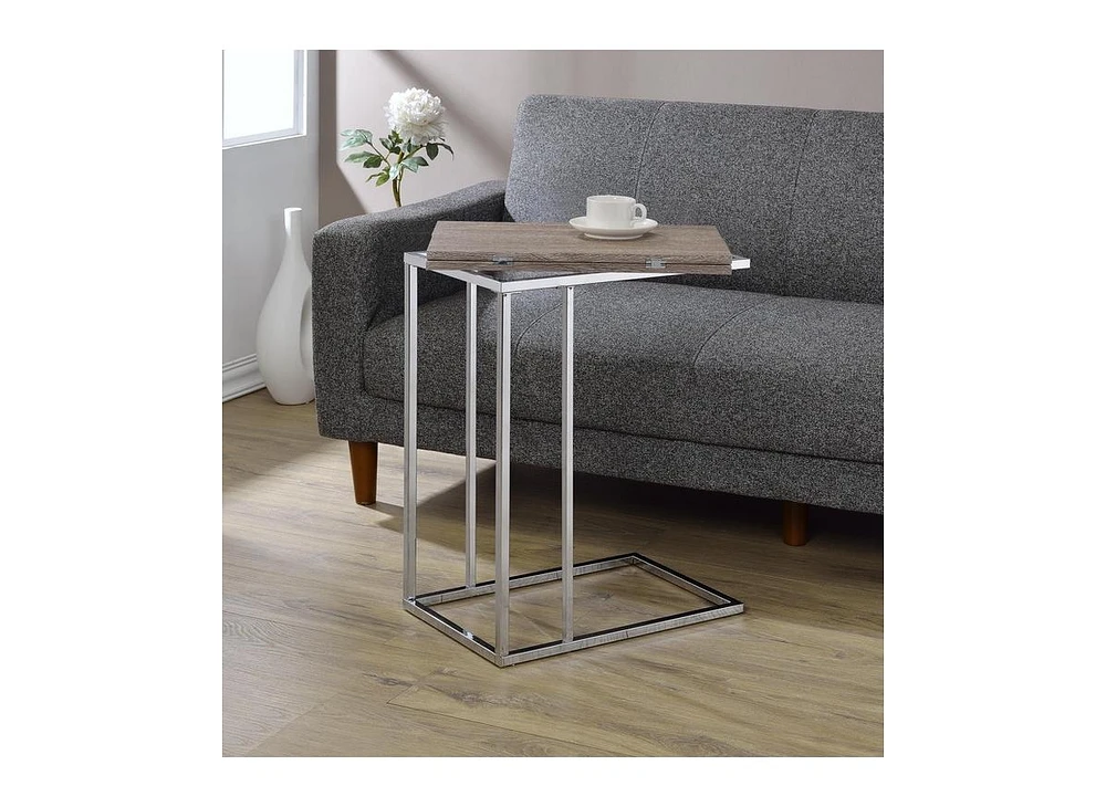 Simplie Fun Danson Side Table in Weathered Oak & Chrome