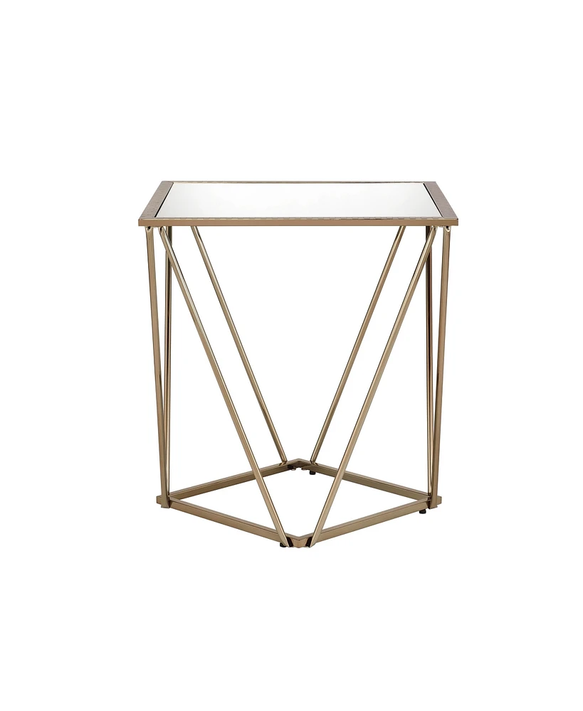 Simplie Fun Fogya End Table, Mirrored & Champagne Gold Finish