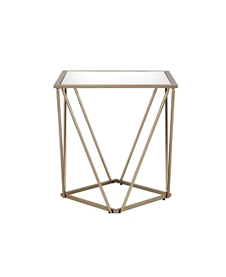 Simplie Fun Fogya End Table, Mirrored & Champagne Gold Finish