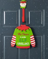 Glitzhome 13.25 H Wooden Christmas Elf Word Sign Door Hanger