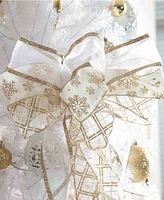 Glitzhome 178ct Christmas Elegant Silver Gold Shatterproof Ornaments with Matched Pinecone Picks and Ribbon Bow Sets