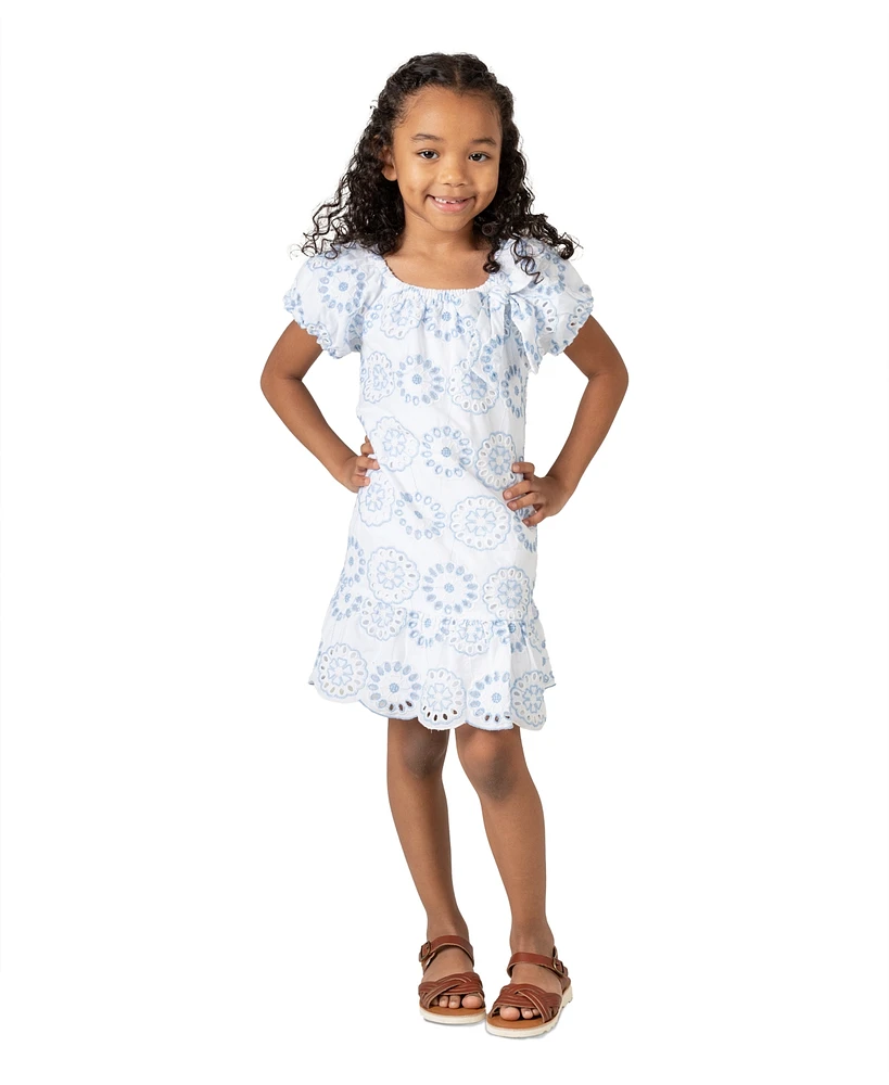 Rare Editions Toddler & Little Girls 2-Tone Eyelet Dress