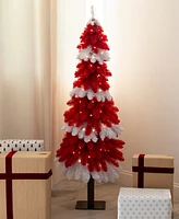 Nearly Natural 5ft. Pre-Lit Artificial Peppermint Christmas Tree with 150 Microdot Led Lights