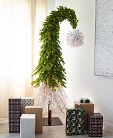 Nearly Natural 7ft. Holiday Green and White Santa's Hat Christmas Tree with 500 Led Lights and 1275 Bendable Branches