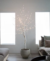 Nearly Natural 6ft. Pre-Lit Artificial White Birch Tree with 90 White Led Lights