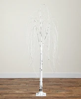 Nearly Natural 6ft. Pre-Lit Artificial White Weeping Willow Tree with 160 Warm White Led Lights