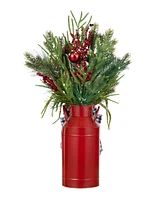 Glitzhome 35 H Christmas Poinsettia Floral Potted Porch Tree