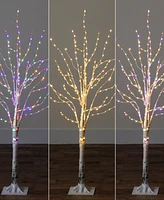 Nearly Natural 4ft. Pre-Lit Artificial White Birch Tree with 240 Color Changing Led Lights