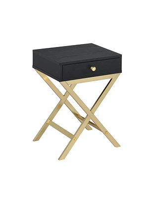 Simplie Fun Coleen Side Table in Black & Brass