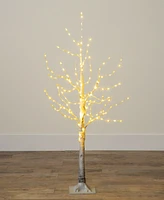 Nearly Natural 4ft. Pre-Lit Artificial White Birch Tree with 180 Warm White Led Lights