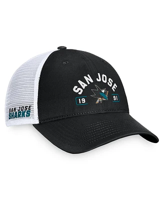 Fanatics Men's Black/White San Jose Sharks Free Kick Trucker Adjustable Hat