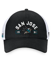 Fanatics Men's Black/White San Jose Sharks Free Kick Trucker Adjustable Hat