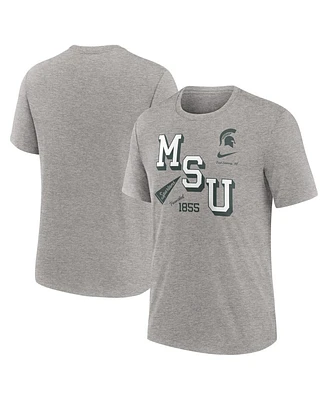 Nike Men's Heather Gray Michigan State Spartans Blitz Roll Call Tri-Blend T-Shirt