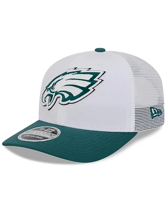 New Era Men's White/Midnight Green Philadelphia Eagles 2024 Nfl Training Camp 9SEVENTY Trucker Hat