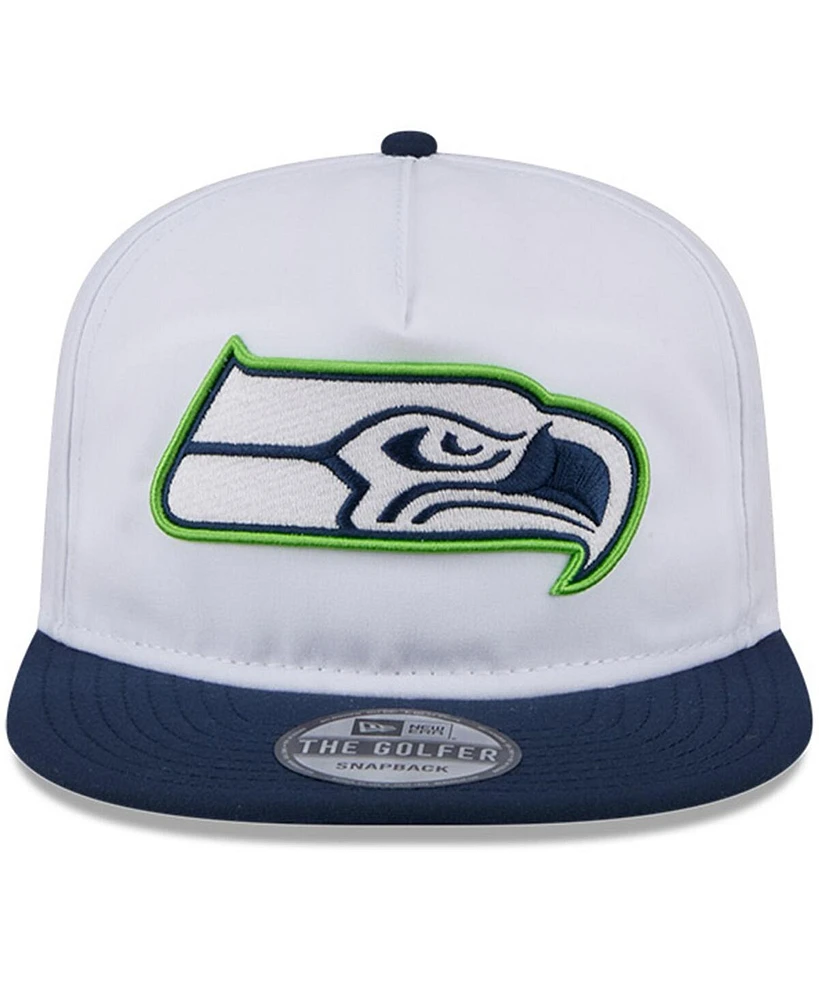 New Era Men's White/Navy Seattle Seahawks 2024 Nfl Training Camp Golfer Snapback Hat