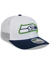 New Era Men's White/College Navy Seattle Seahawks 2024 Nfl Training Camp 9SEVENTY Trucker Hat