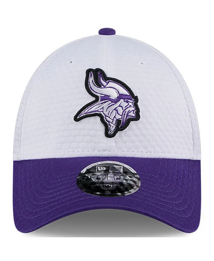 New Era Men's White/Purple Minnesota Vikings 2024 Nfl Training Camp 9FORTY Adjustable Hat