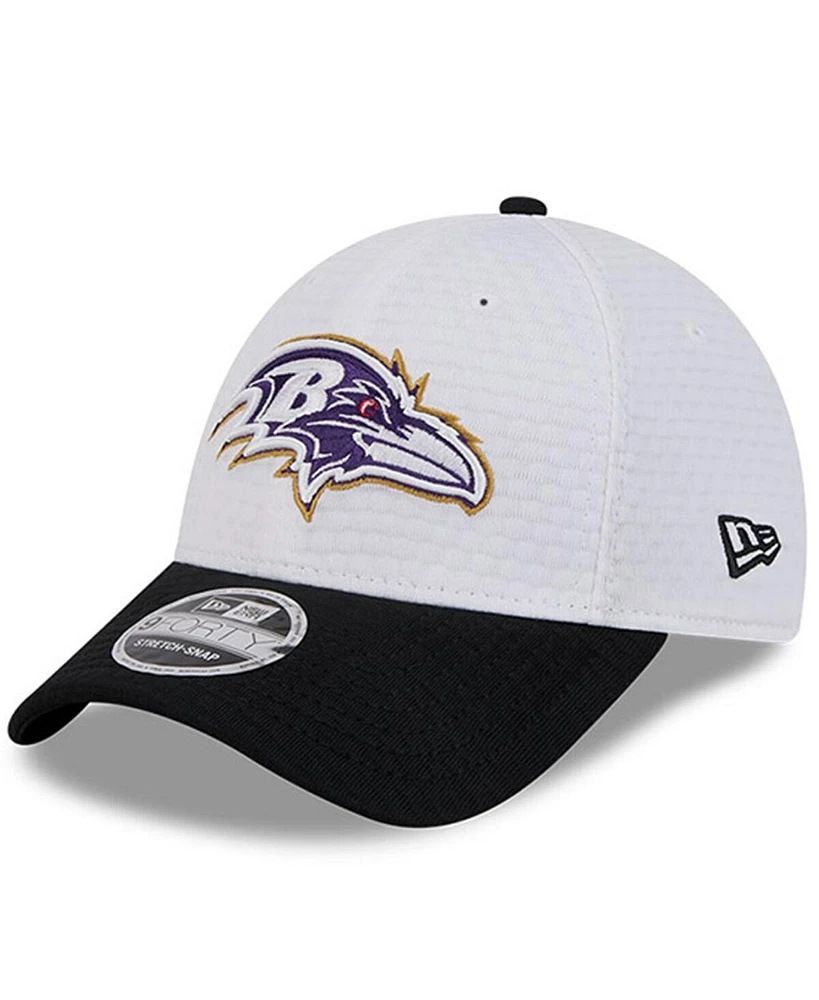 New Era Men's White/Black Baltimore Ravens 2024 Nfl Training Camp 9FORTY Adjustable Hat