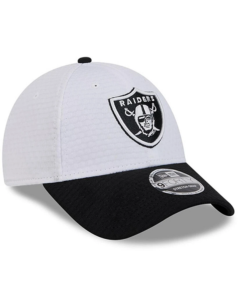 New Era Men's White/Black Las Vegas Raiders 2024 Nfl Training Camp 9FORTY Adjustable Hat