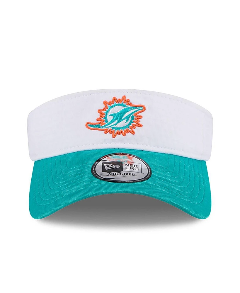 New Era Men's White/Aqua Miami Dolphins 2024 Nfl Training Camp Adjustable Visor