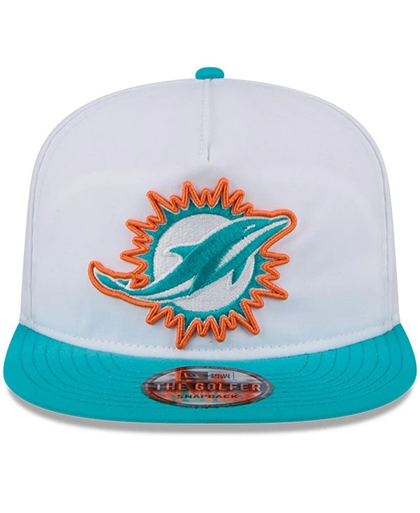 New Era Men's White/Aqua Miami Dolphins 2024 Nfl Training Camp Golfer Snapback Hat