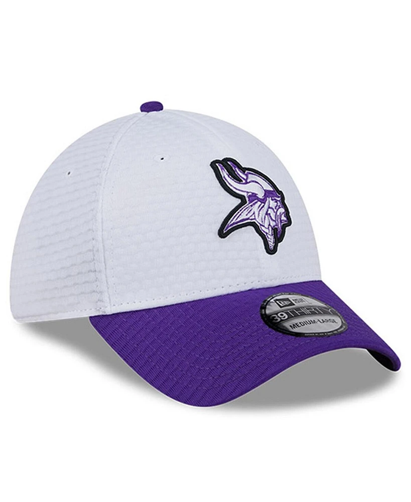 New Era Men's White/Purple Minnesota Vikings 2024 Nfl Training Camp 39THIRTY Flex Hat