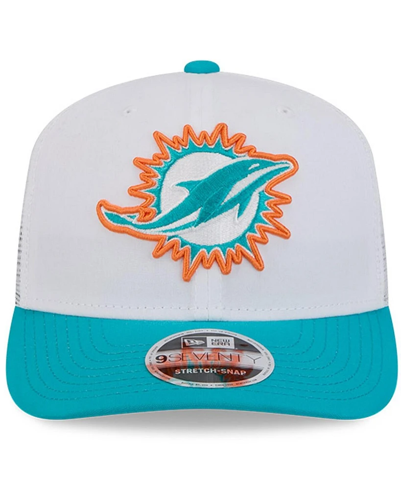 New Era Men's White/Aqua Miami Dolphins 2024 Nfl Training Camp 9SEVENTY Trucker Hat