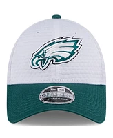 New Era Men's White/Midnight Green Philadelphia Eagles 2024 Nfl Training Camp 9FORTY Adjustable Hat