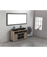 Streamdale Furniture Black Matte Rectangular Vessel Sink with Faucet and Drain