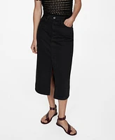 Mango Women's Slit Denim Skirt