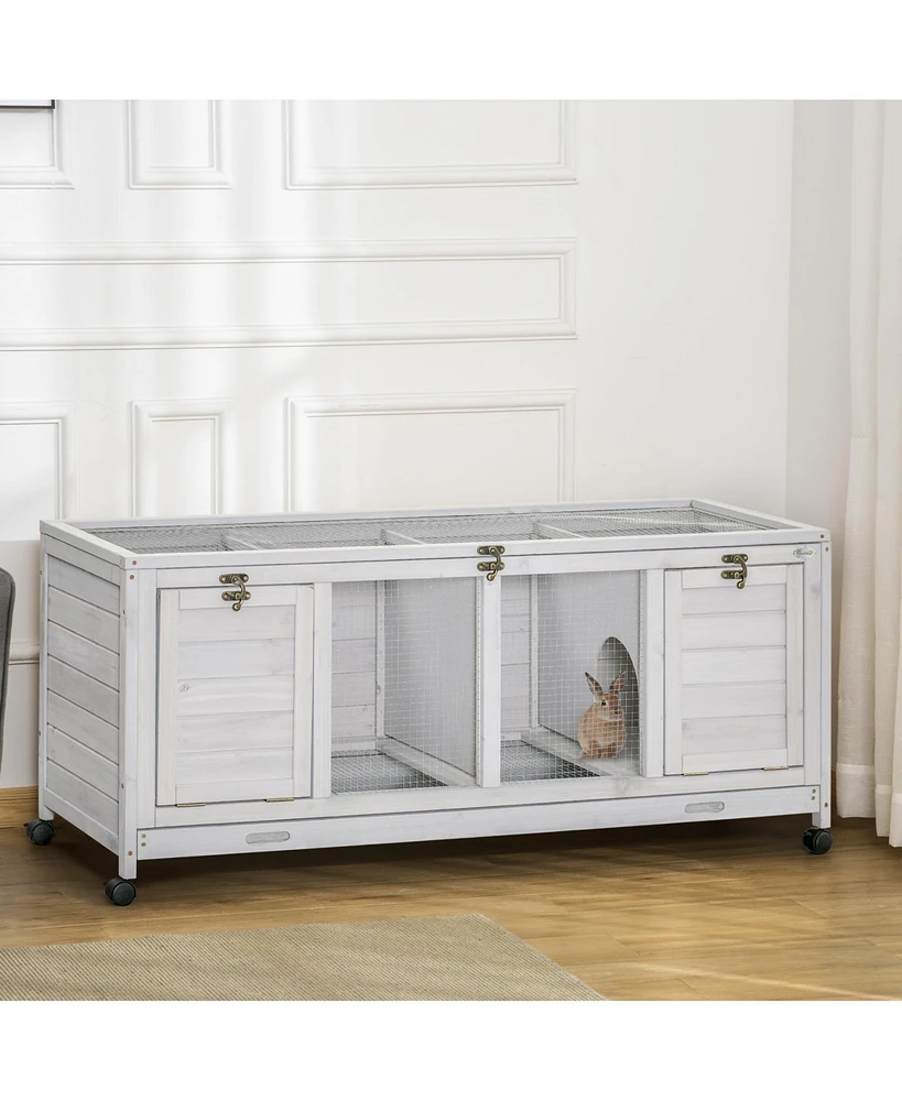 Streamdale Furniture Easy Access Indoor Rabbit Cage with Wheels and Separable Design