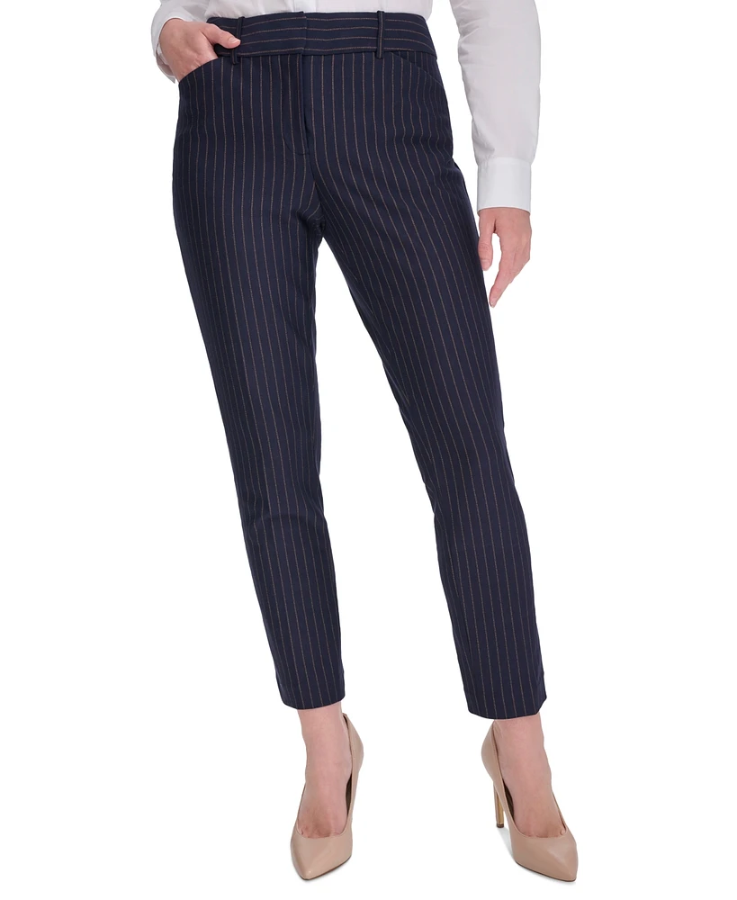 Tommy Hilfiger Women's Pinstripe Mid-Rise Ankle-Length Pants