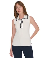 Tommy Hilfiger Women's Rib-Knit Sleeveless Polo Tank Top