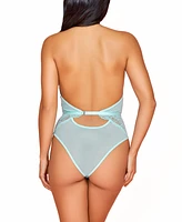 Hauty Women's 1PC Lingerie Bodysuit Patterned with Mesh Lace and Bow Accents.