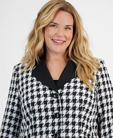 Le Suit Plus Houndstooth Belted Pantsuit