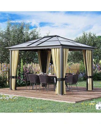 Simplie Fun 10x12 Hardtop Gazebo Modern Charm, Uv Protection, Rust-Free