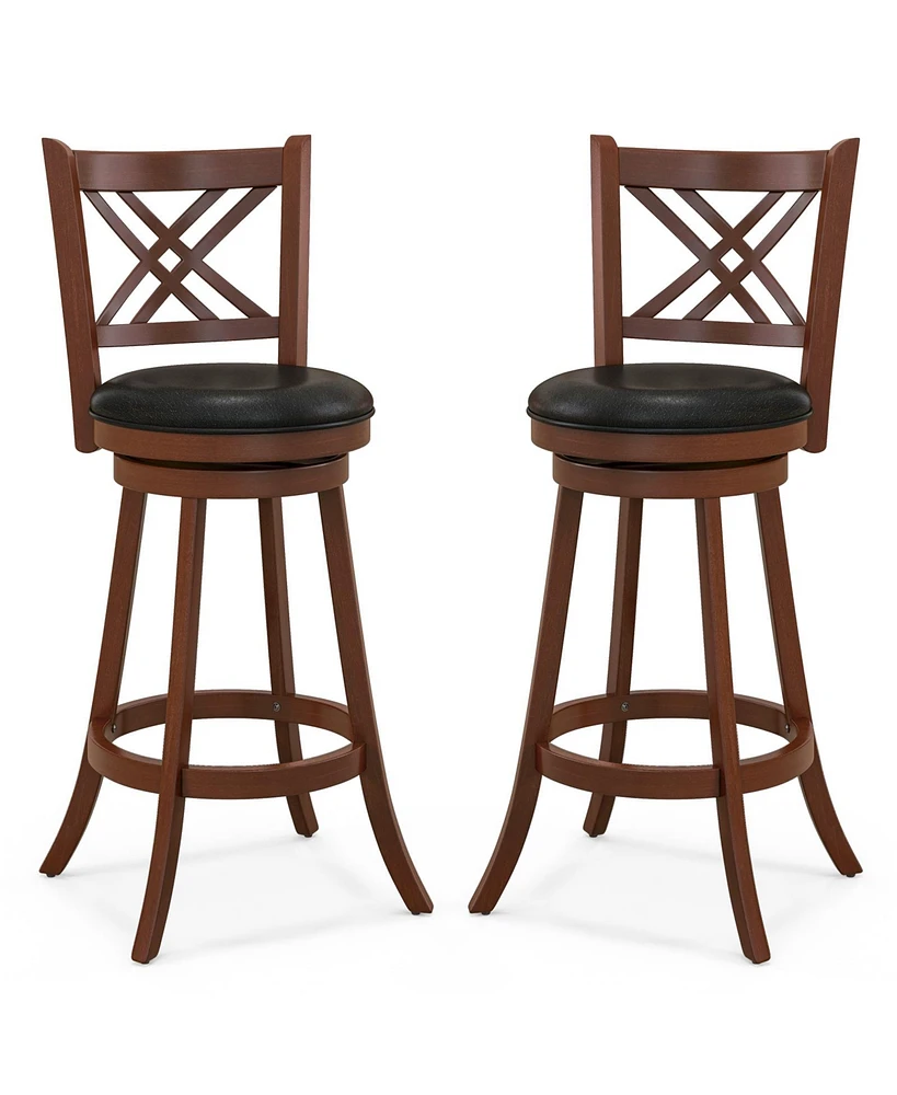 Slickblue 360° Swivel Upholstered Barstools Set of 2 with Back and Footrest