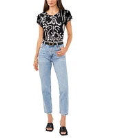 Vince Camuto Women's Printed Flutter-Sleeve Top