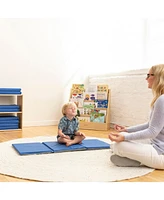 ECR4Kids Everyday Folding Rest Mat, 3-Section, 1in, Blue/Grey, 5-Pack