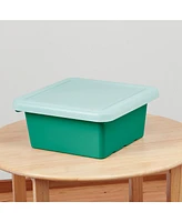 ECR4Kids Square Bin with Lid, Fern Green, 4-Pack