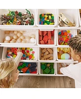 ECR4Kids 4-Tier Organizer with 16 Bins, Grey/White, 1