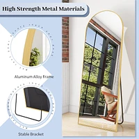 Homlux 64"x21" Arched Full-Length Mirror with Gold Aluminum Alloy Frame, Rounded Corners, Standing, Hanging, Leaning