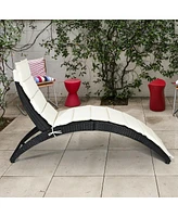 Gymax 2PCS Foldable Rattan Wicker Chaise Lounge Chair w/ Cushion Patio Outdoor