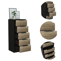 Kaia 5 Drawer Dresser, Vertical Dresser - Black Pine