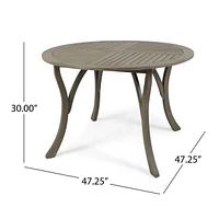 Stylish Circular Outdoor Acacia Wood Patio Table - Teak Grey