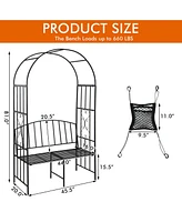 Slickblue Steel Garden Arch with 2-Seat Bench