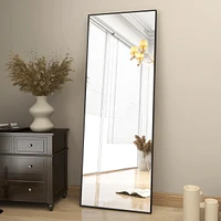 Homlux Black 64"x21" Full-Length Rectangle Nano Glass Mirror, Standing or Wall-Mounted