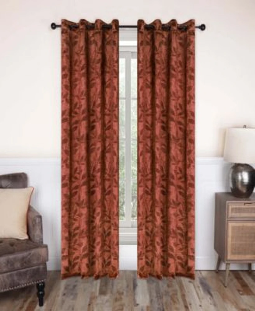Superior Modern Bohemian Leaves Curtain 4 Panels Set