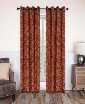 Superior Modern Bohemian Leaves Curtain 4 Panels Set