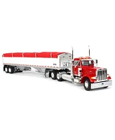 First Gear Dcp 1/64 Red Peterbilt Day Cab with White Wilson Pacesetter Grain Trailer